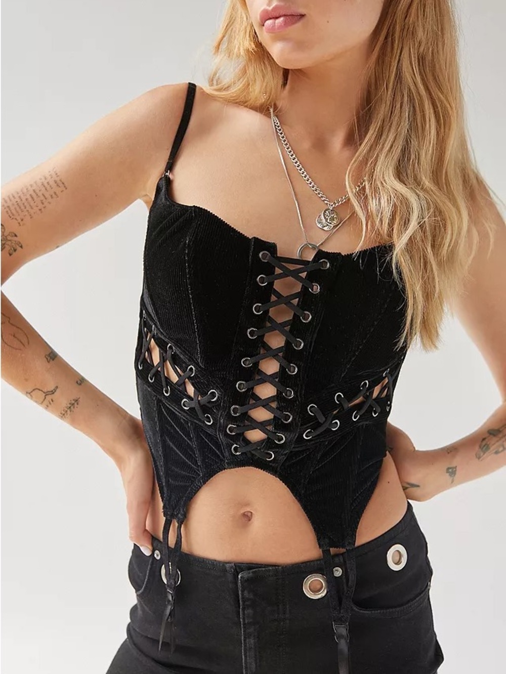 URBAN OUTFITTERS OUT FROM UNDER Kiera Lace-up Corset In Black